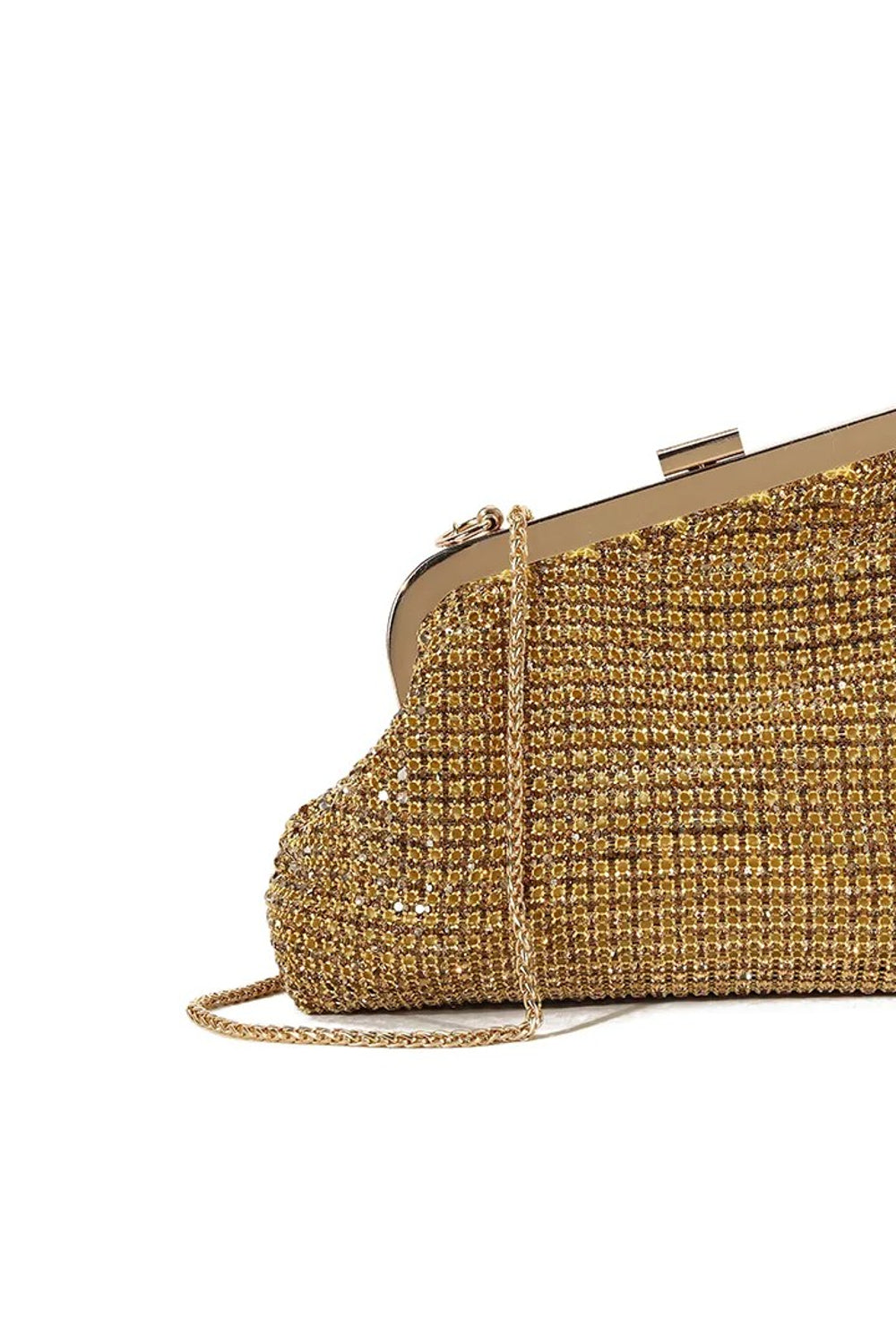 Gold Diamante Asymmetric Evening Bag - jqwholesale.com