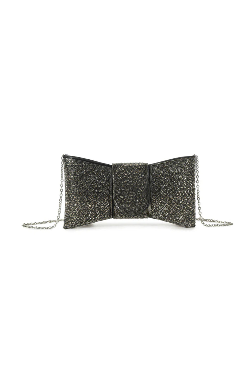 Black Diamante Bow Clutch Bag - jqwholesale.com