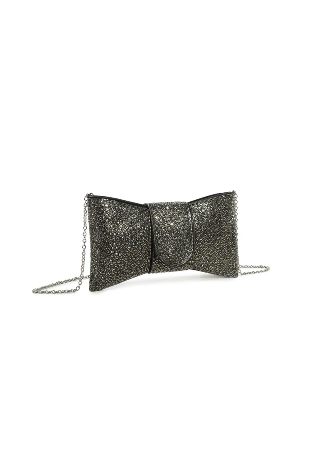 Black Diamante Bow Clutch Bag - jqwholesale.com