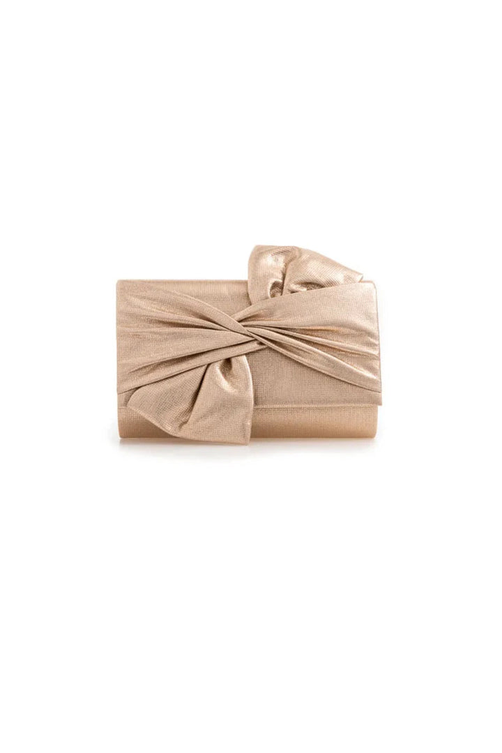 Gold Evening Clutch Bag With Bow Detail - jqwholesale.com