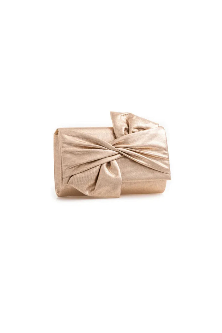 Gold Evening Clutch Bag With Bow Detail - jqwholesale.com