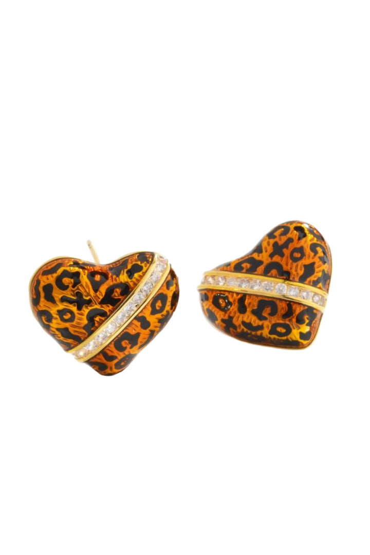 Gold Leopard Heart Earrings - jqwholesale.com