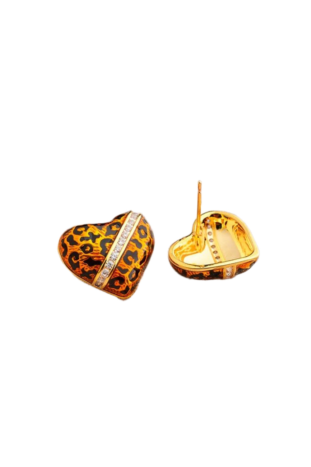 Gold Leopard Heart Earrings - jqwholesale.com