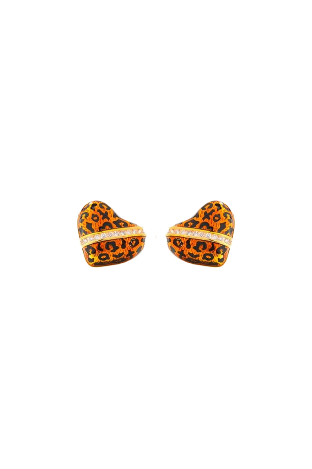 Gold Leopard Heart Earrings - jqwholesale.com