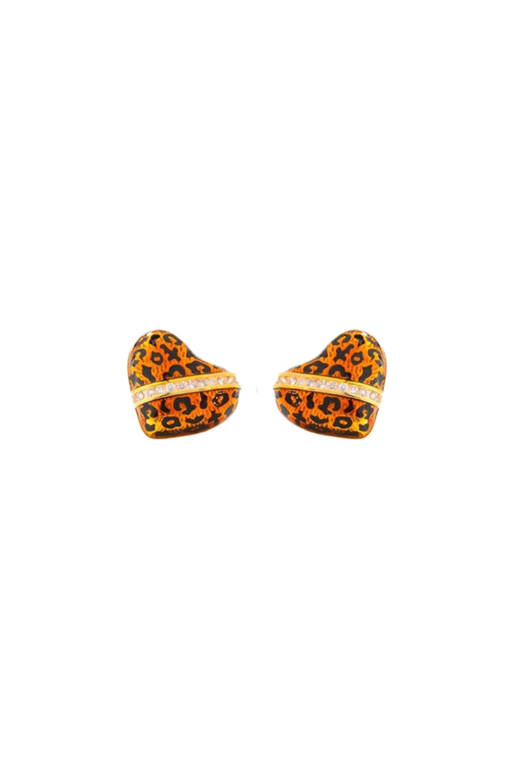 Gold Leopard Heart Earrings - jqwholesale.com