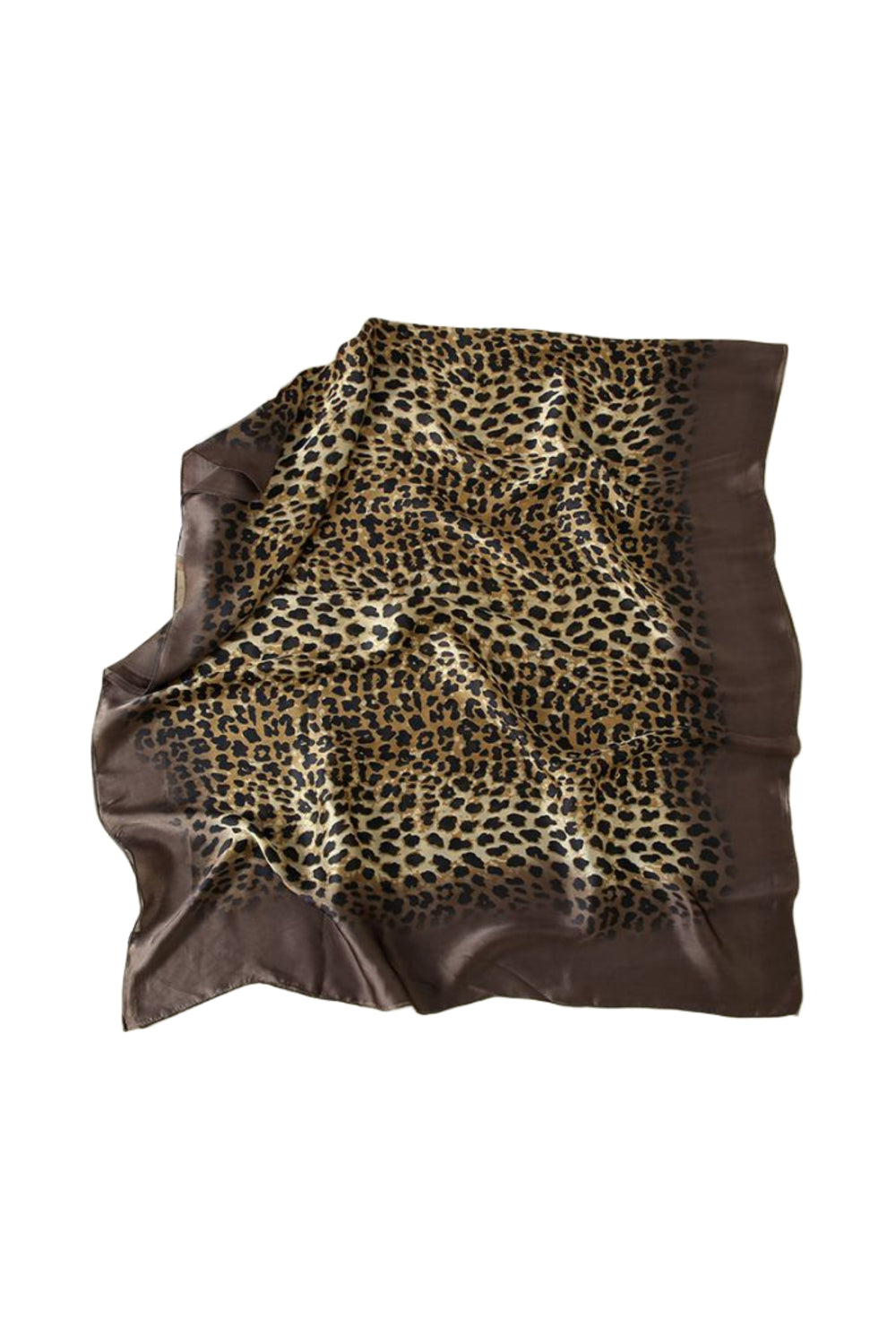 Brown Leopard Print Satin Scarf - jqwholesale.com