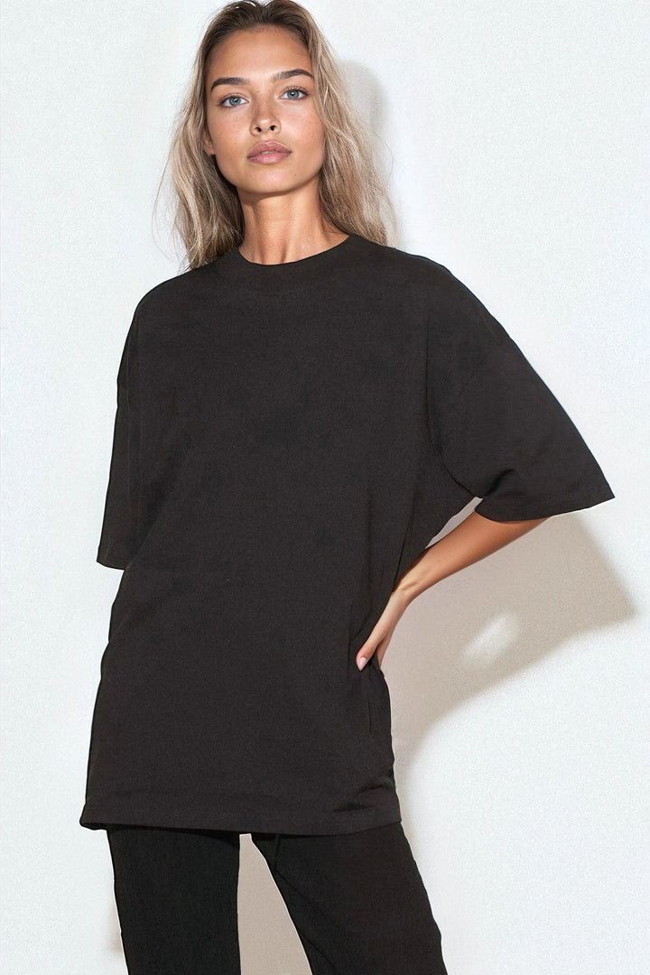 Black Logo Cotton Oversized T Shirt - jqwholesale.com