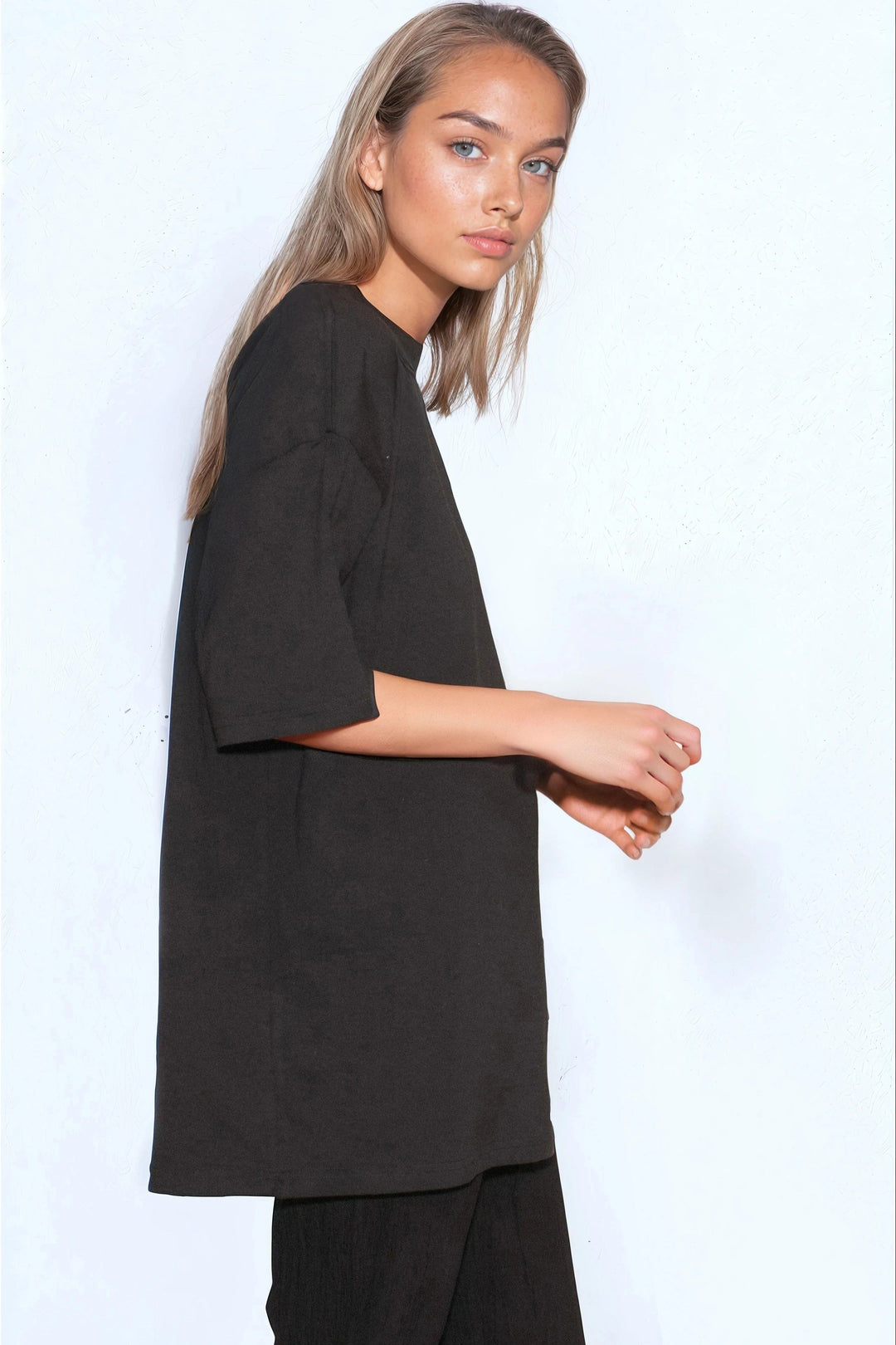 Black Logo Cotton Oversized T Shirt - jqwholesale.com