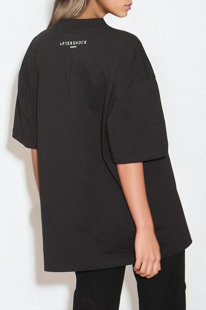 Black Logo Cotton Oversized T Shirt - jqwholesale.com