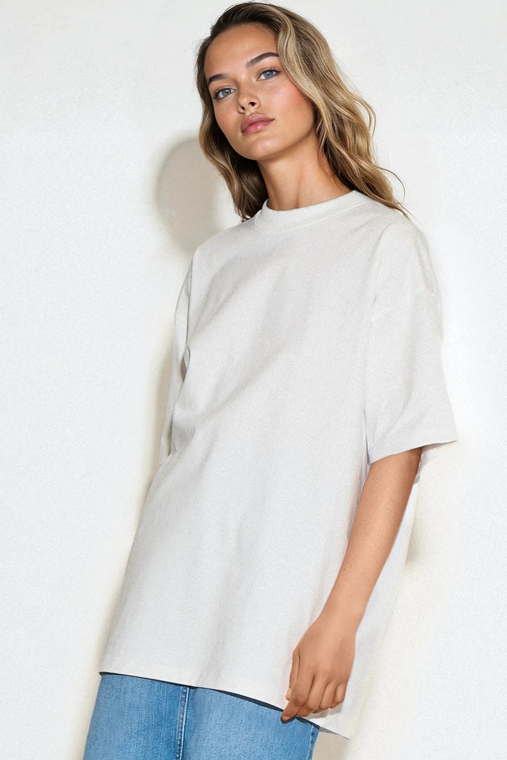 White Logo Cotton Oversized T Shirt - jqwholesale.com