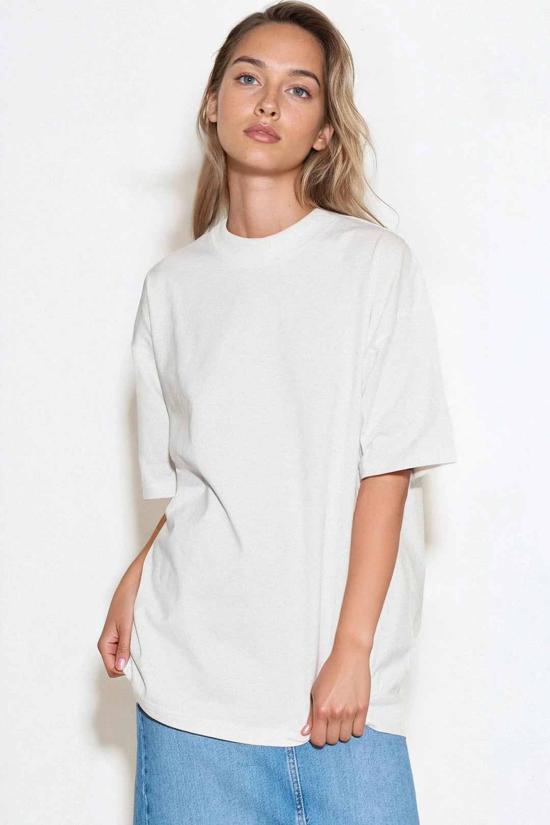 White Logo Cotton Oversized T Shirt - jqwholesale.com