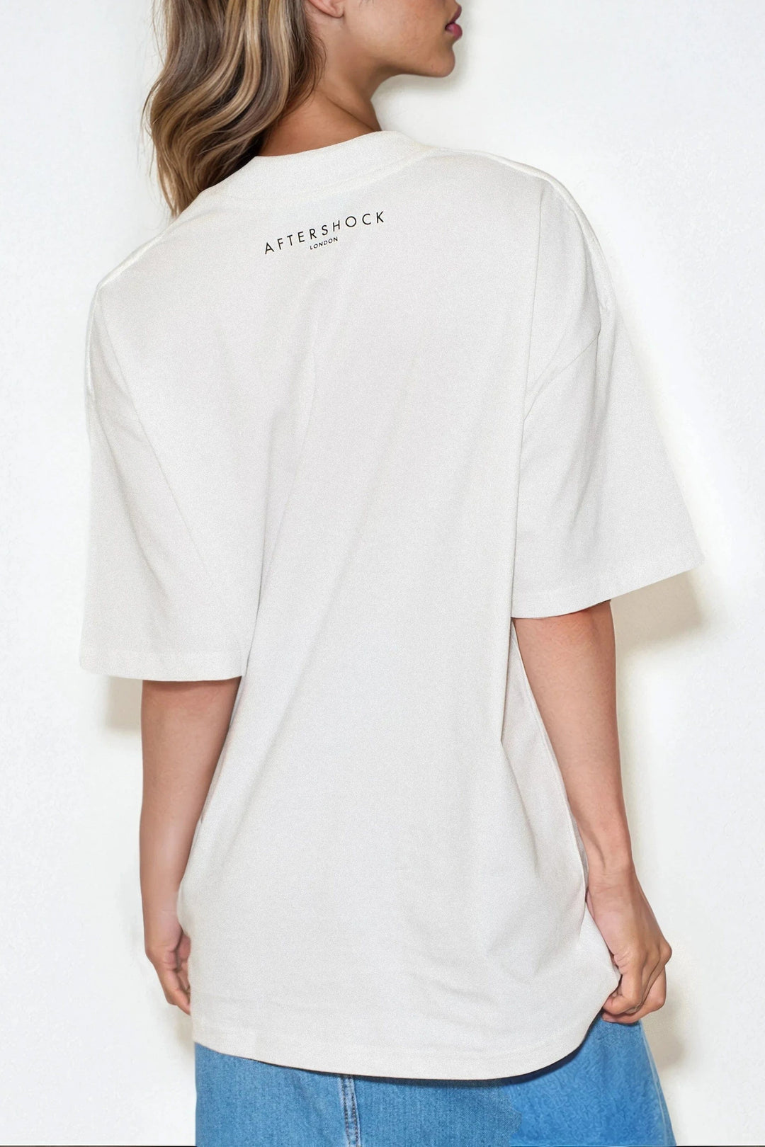 White Logo Cotton Oversized T Shirt - jqwholesale.com