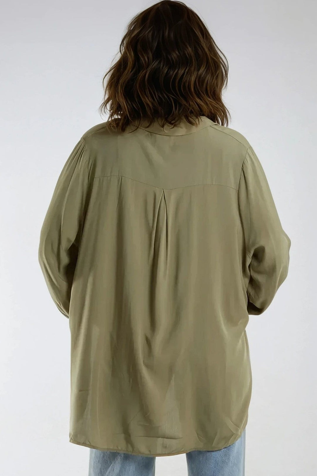 Khaki Open Collar Blouse - jqwholesale.com