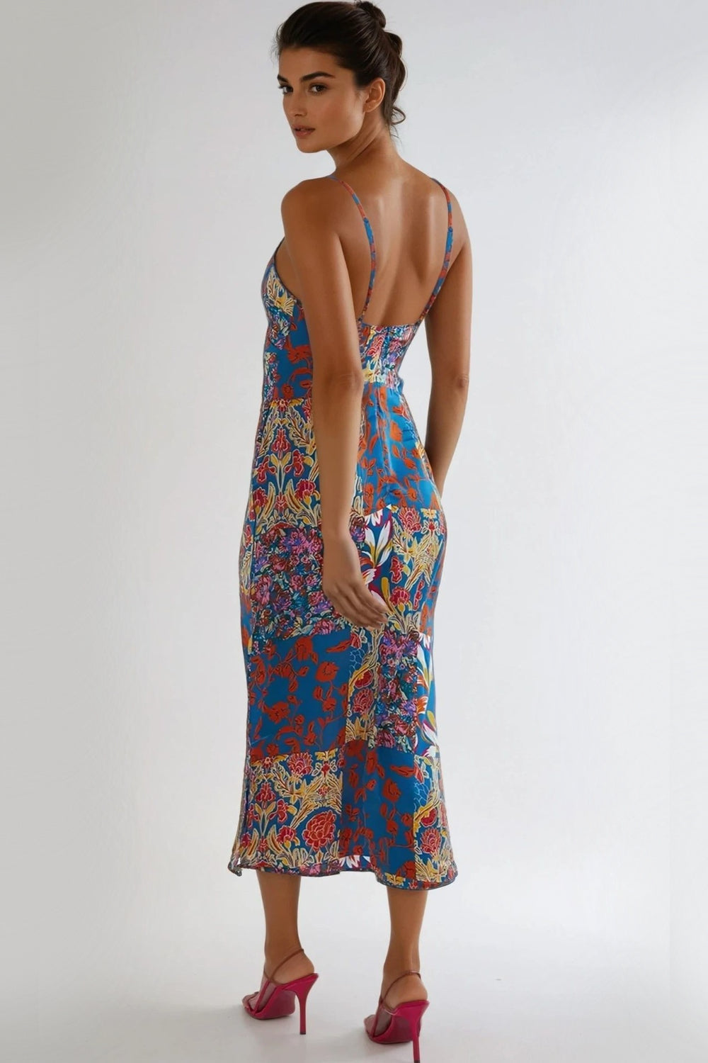 Blue Patchwork Cami Maxi Dress - jqwholesale.com