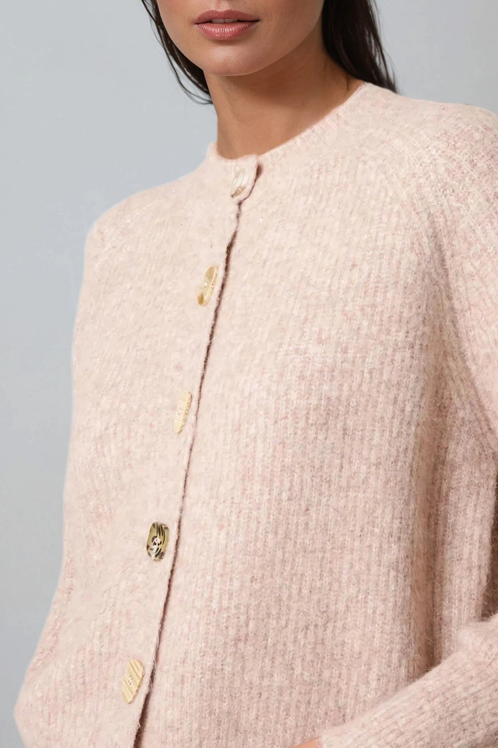 Beige Wool Blend Ribbed Knitted Cardigan - jqwholesale.com