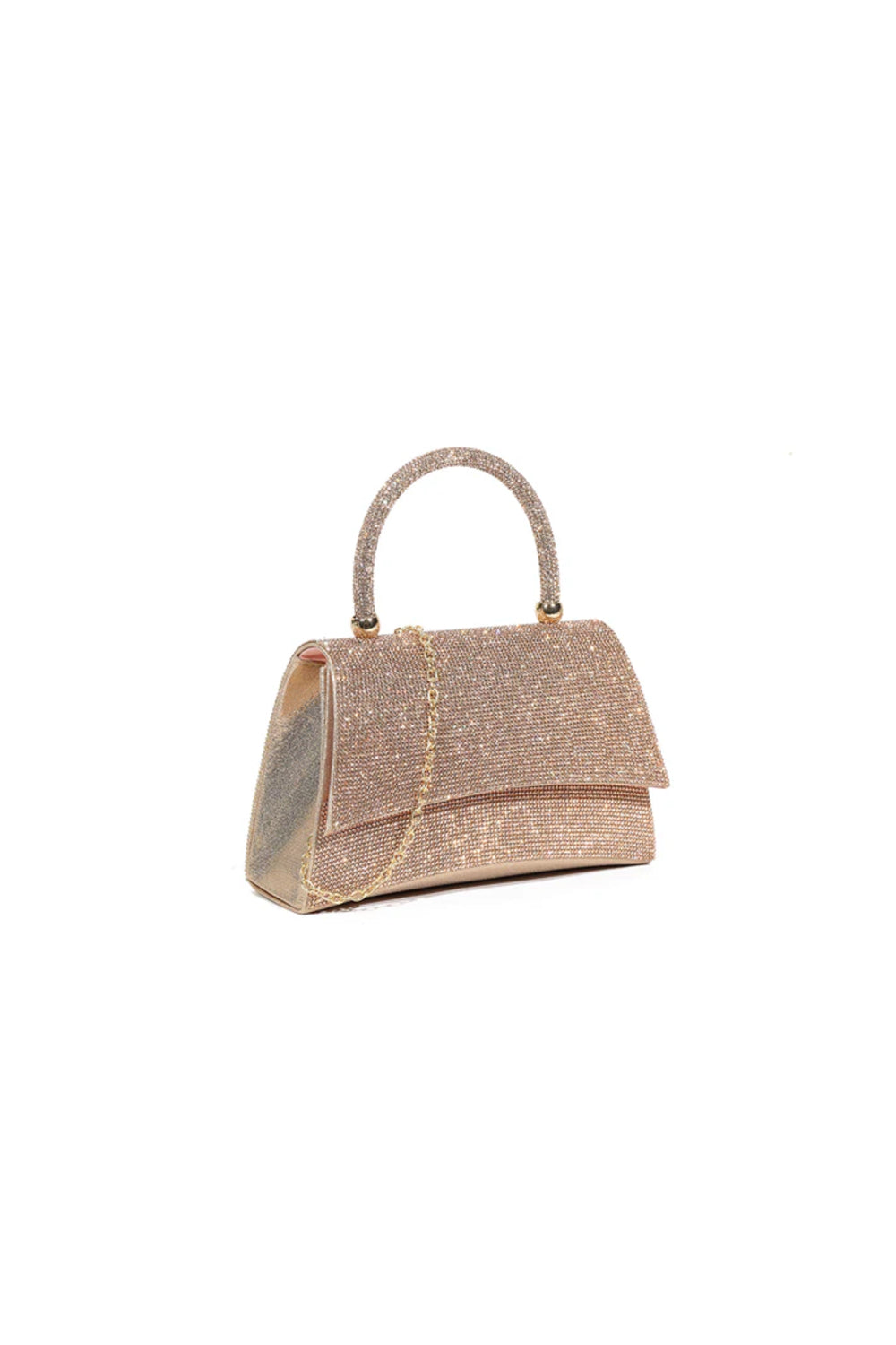 Rose Gold Glitter Top Handle Evening Bag - jqwholesale.com