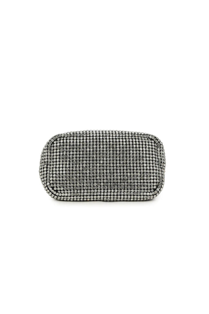 Silver Crystal Kiss Lock Clutch Bag - jqwholesale.com
