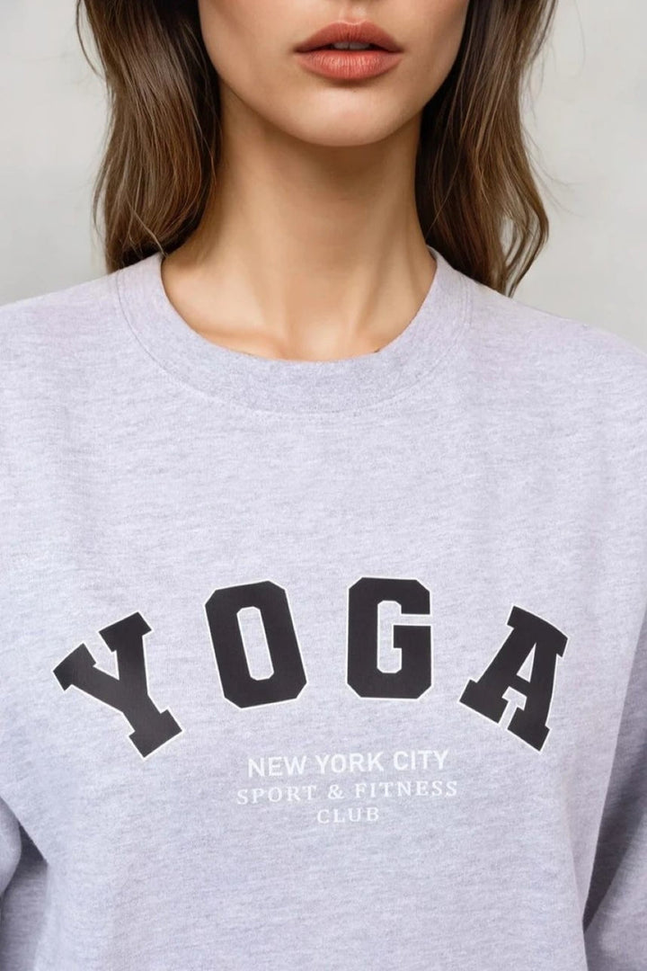 Grey Yoga Printed Sweatshirt - jqwholesale.com