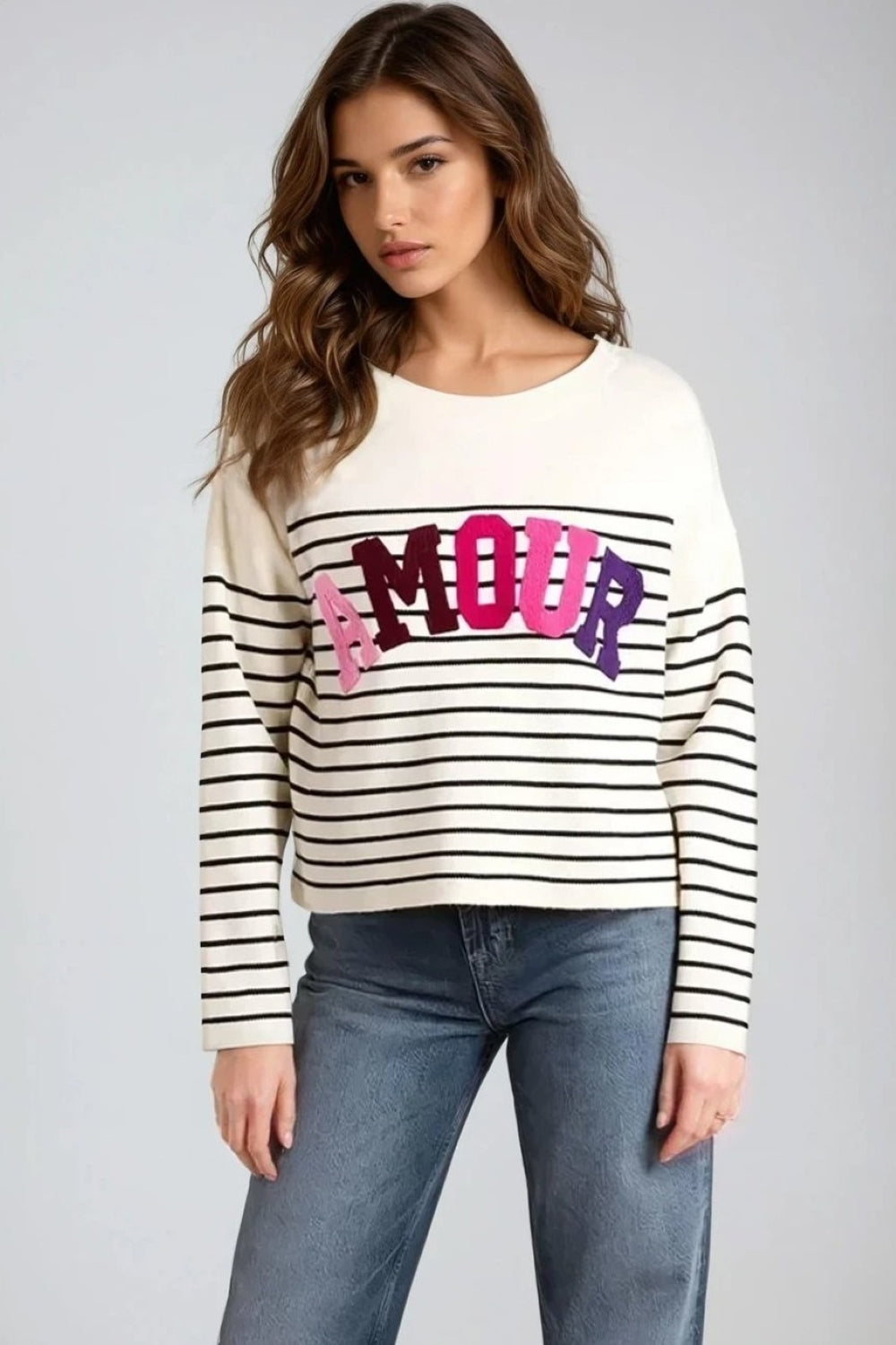 Stone 'Amour' Stripe Jumper - jqwholesale.com