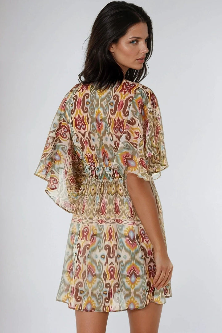 Khaki Tiered Mini Dress - jqwholesale.com