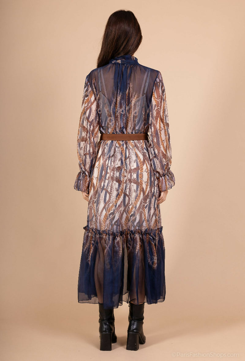 Chain & Rope Print Maxi Dress