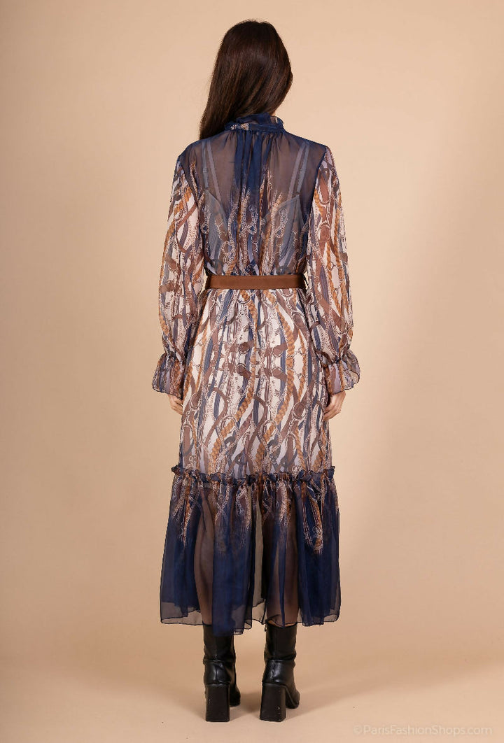 Chain & Rope Print Maxi Dress