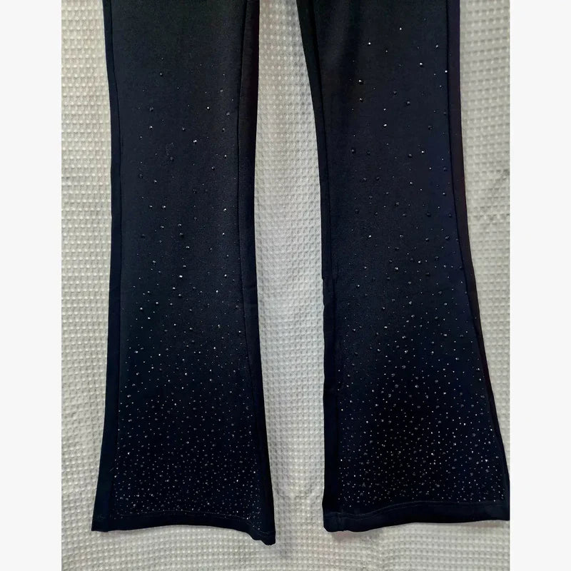 (4P.PACK) Bootcut Sparkle 2 Pocket Stretch Black Trousers - jqwholesale.com