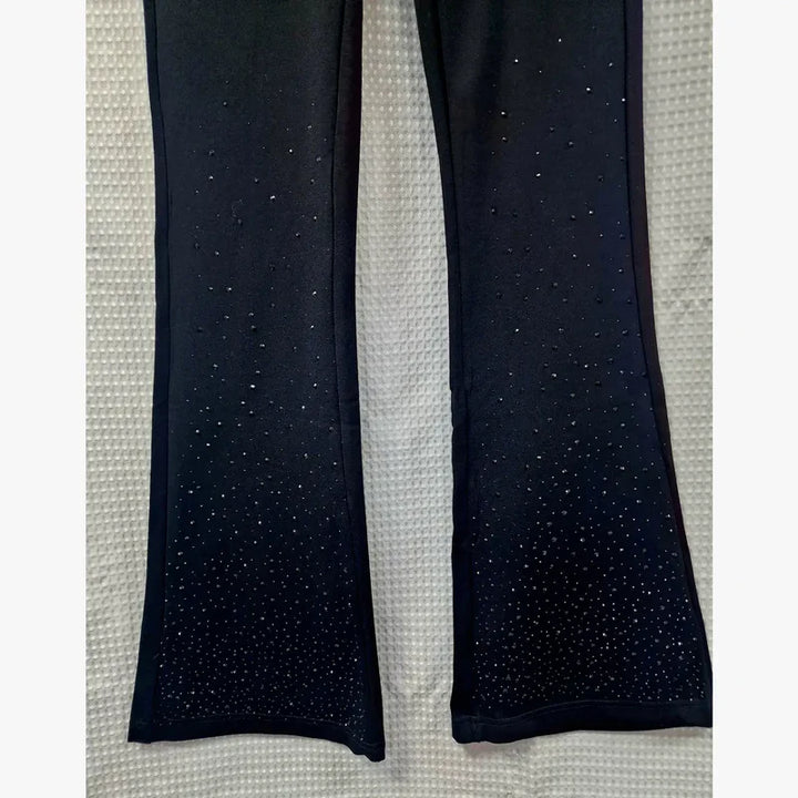 (4P.PACK) Bootcut Sparkle 2 Pocket Stretch Black Trousers - jqwholesale.com