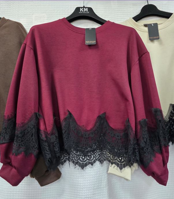 Lace Trim Sweat Top