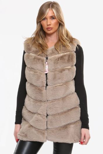 Regular Faux Fur Midi Gilet - jqwholesale.com