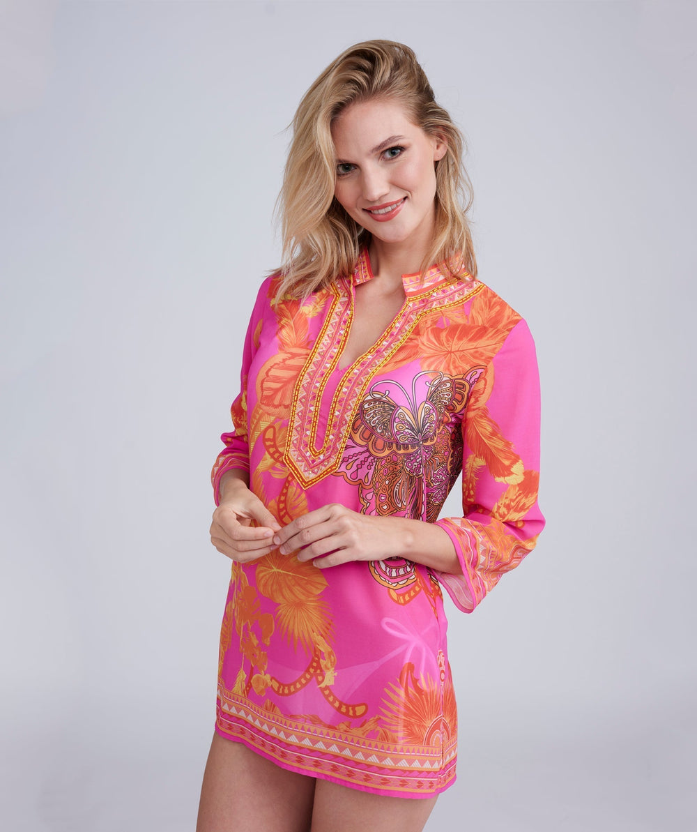 Carriba Cover up - Pink - jqwholesale.com