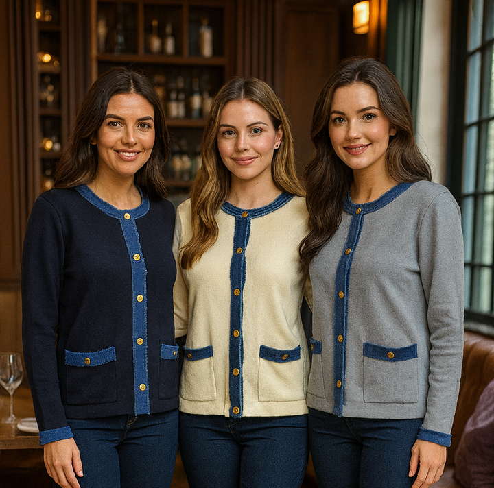 Contrast Edge Gold button Cardigan (2p.pack)