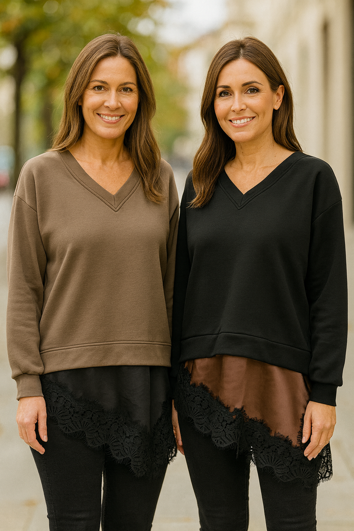 Sateen Lace Hem Cotton Tunic