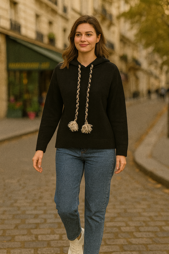 Soft Touch Contrast Tassle Hoodie Jumper (2p.pack) - jqwholesale.com