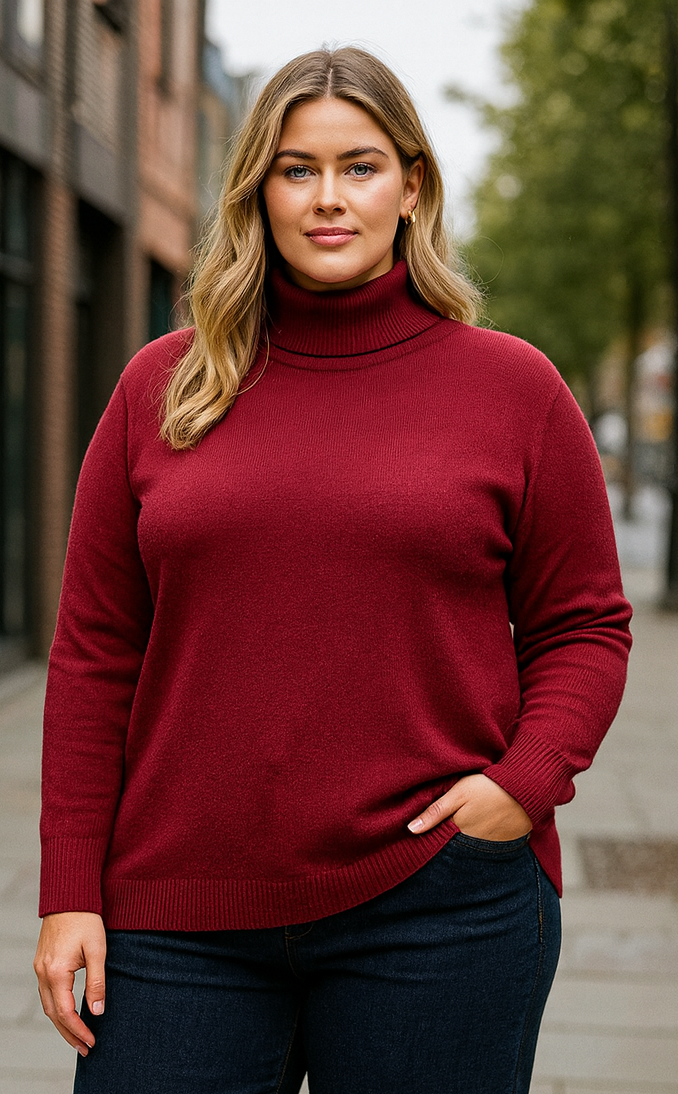 PLUS SIZE Polo neck knit (3p.pack)