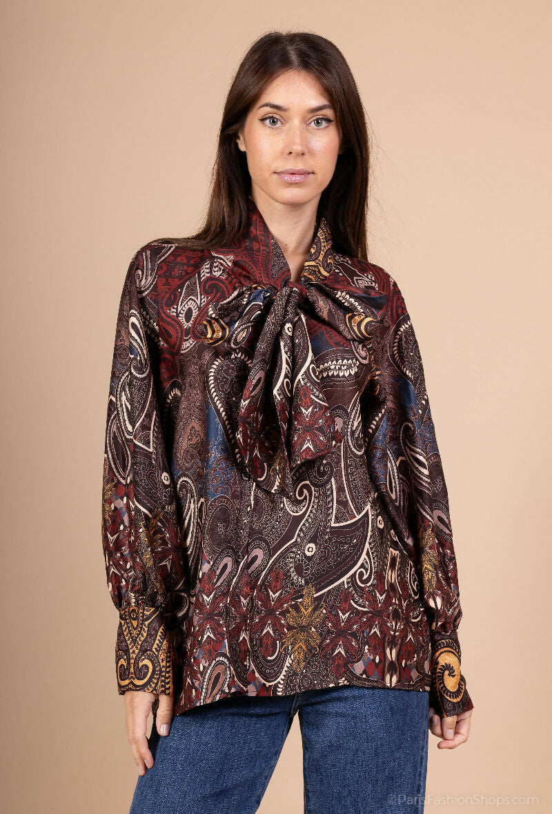 Elegant Tie-Print Blouse