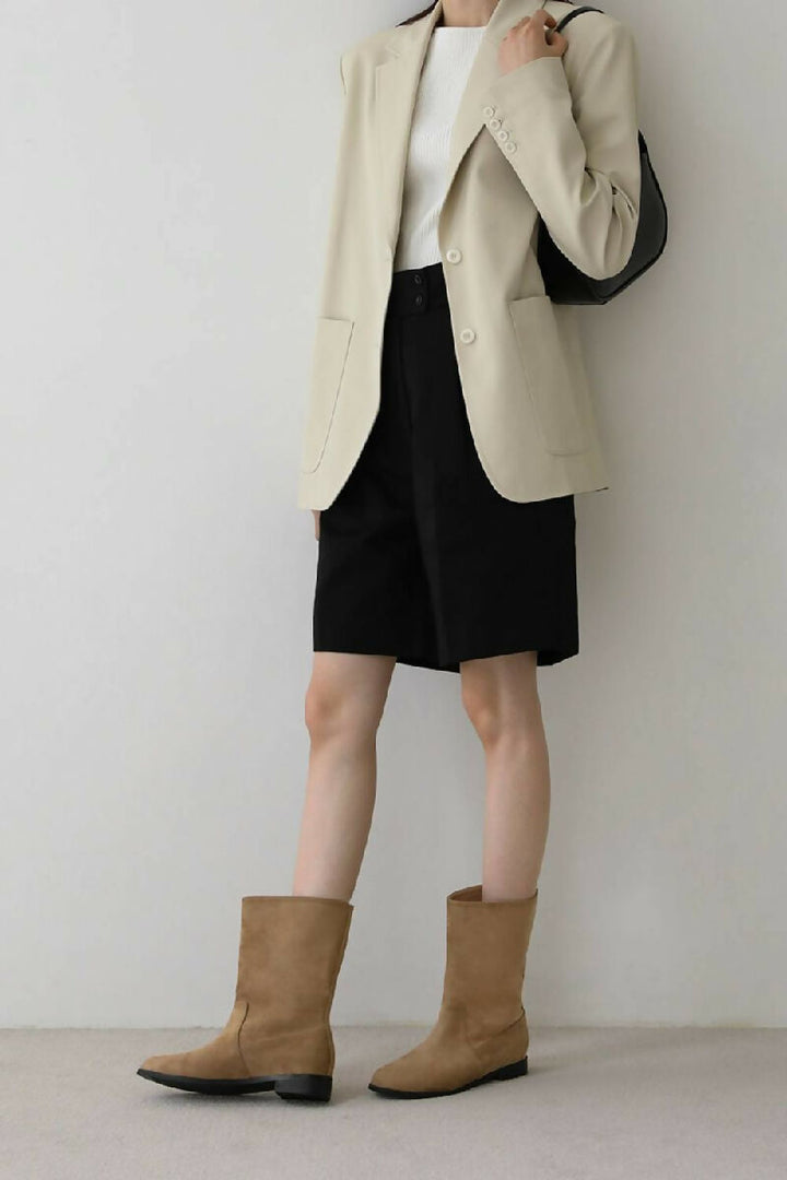 Camel Suede Designer Calf High Flat Boot (PACK OF 12 PAIRS UK3-UK8) - jqwholesale.com