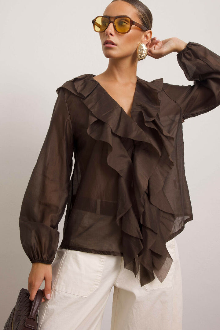 Ruffled Sheer Blouse