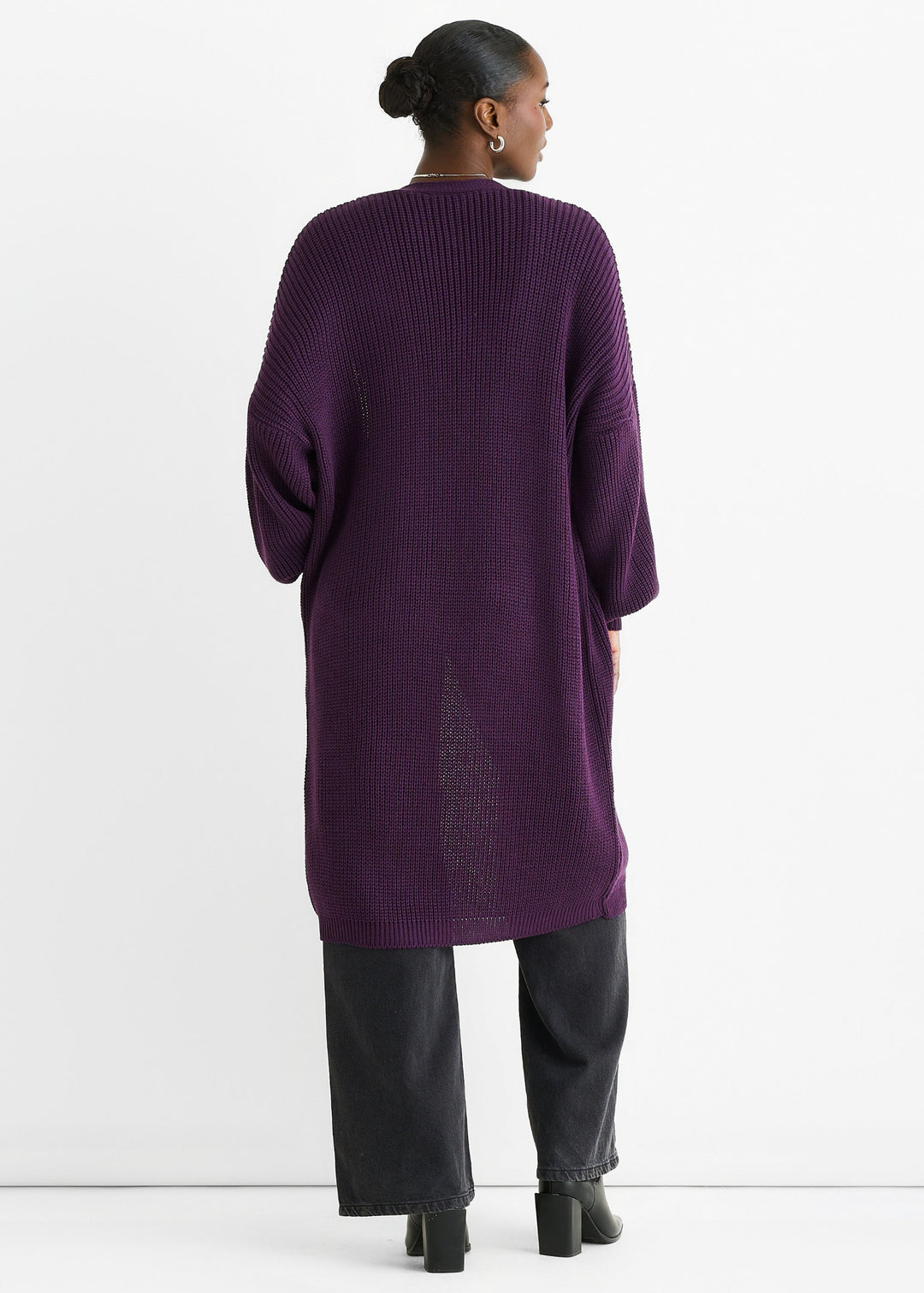 Purple Chunky Knit Long Cardigan - jqwholesale.com