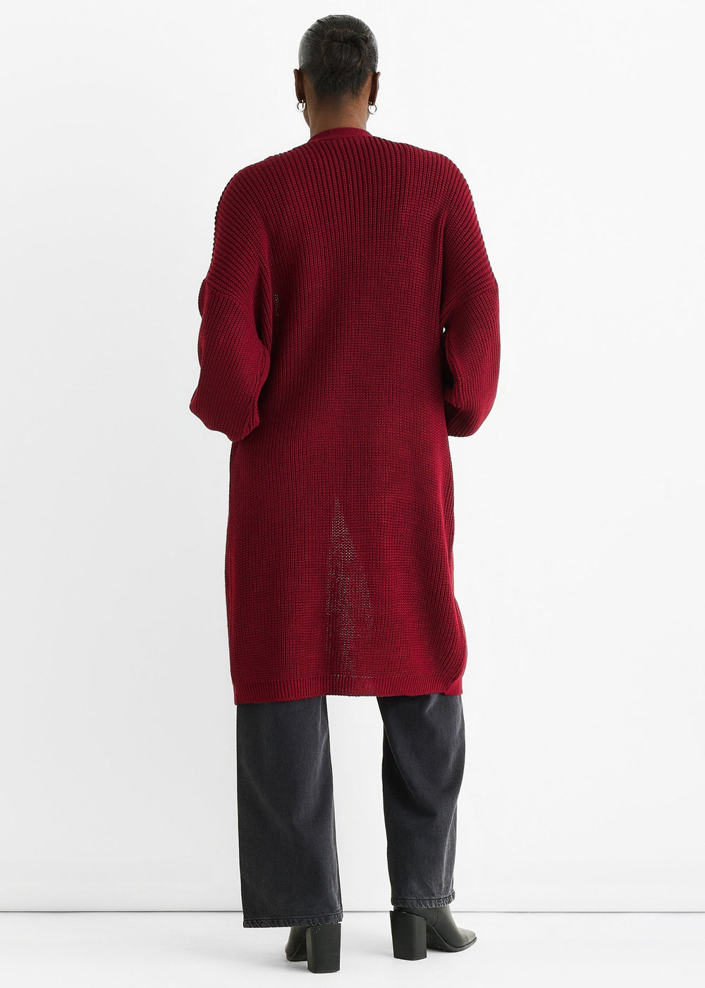 Red Chunky Knit Long Cardigan - jqwholesale.com