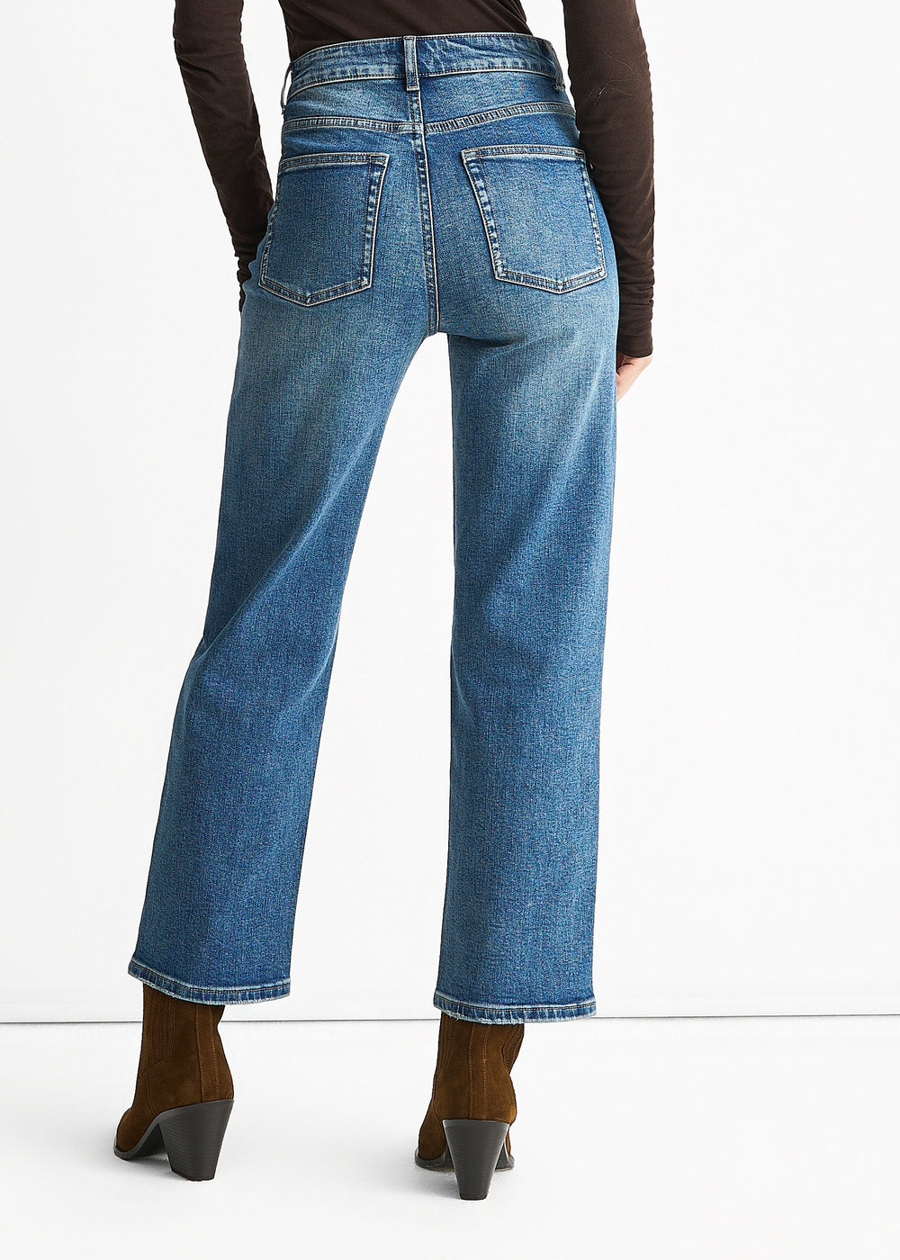 Blue Mid Rise Straight Leg Jeans - jqwholesale.com