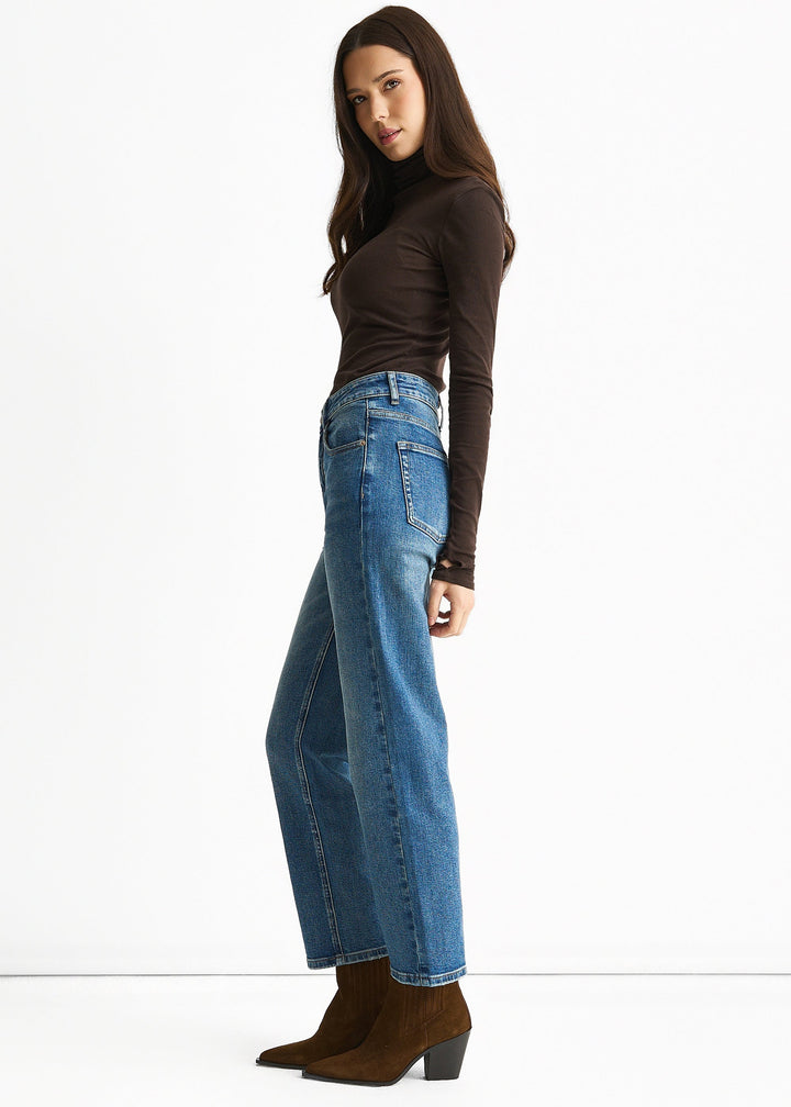 Blue Mid Rise Straight Leg Jeans - jqwholesale.com