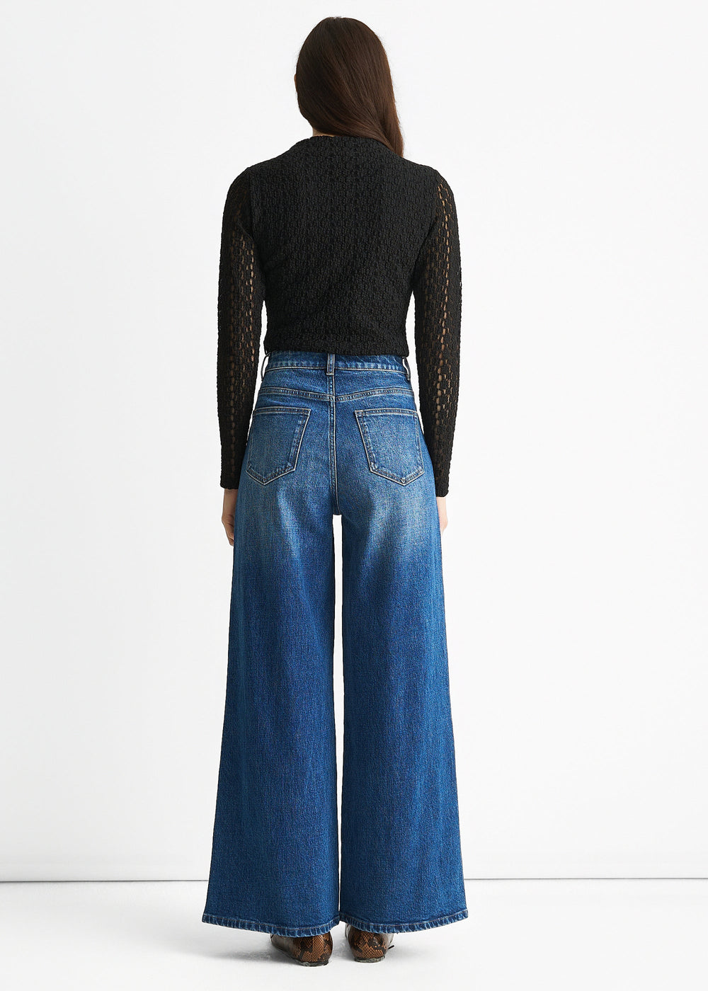 Blue Mid Rise Wide Leg Jeans - jqwholesale.com