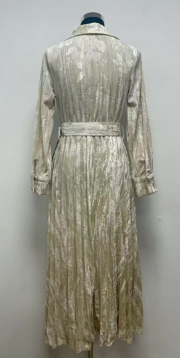 Embroidered Velvet Long Dress