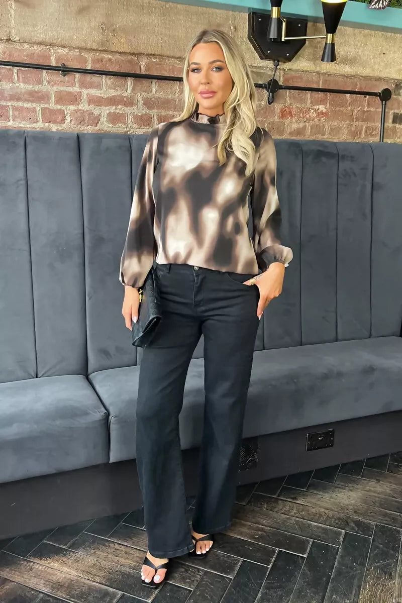 1753274754_Brown-Watercolour-Print-Long-Sleeve-Ruffle-Neck-Top-2_800x