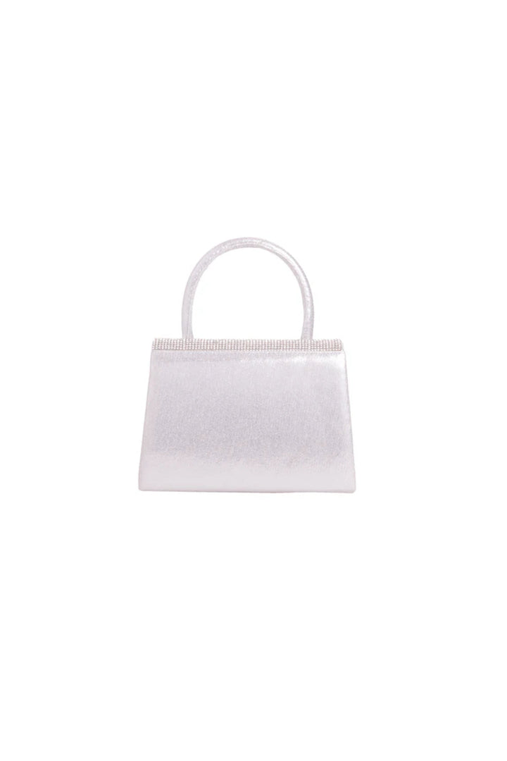 Silver Glitter Top Handle Evening Bag - jqwholesale.com