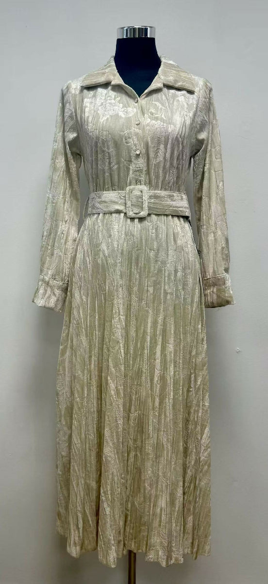 Embroidered Velvet Long Dress