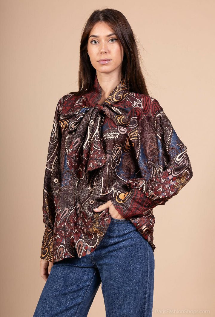 Elegant Tie-Print Blouse