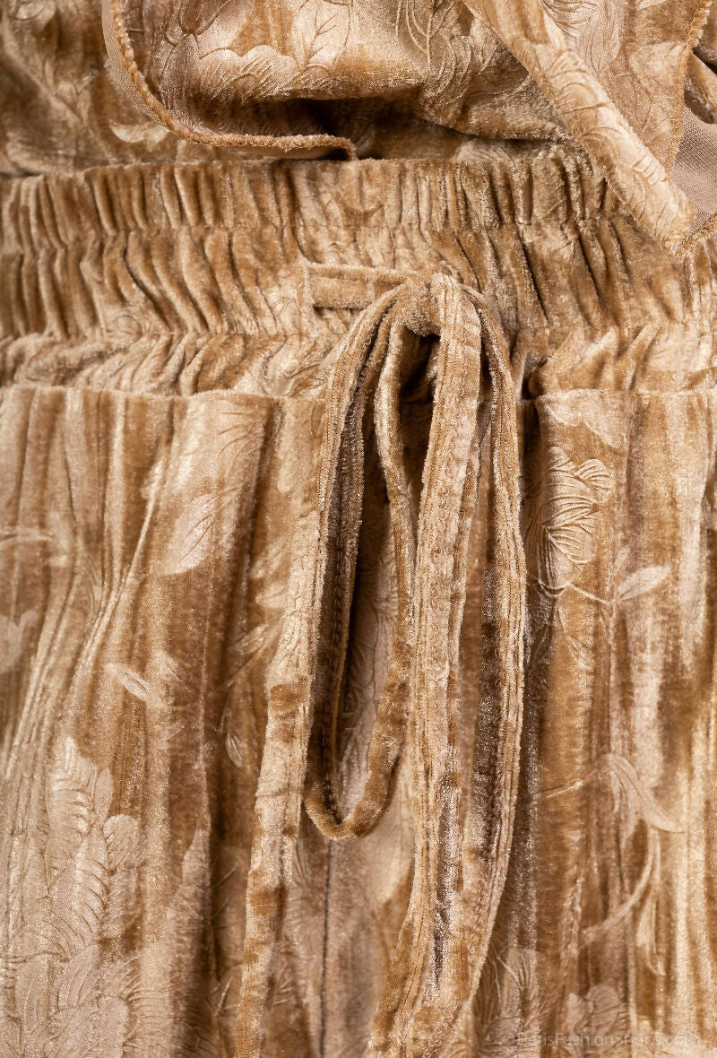 Embroidered Velvet Palazzo Trousers