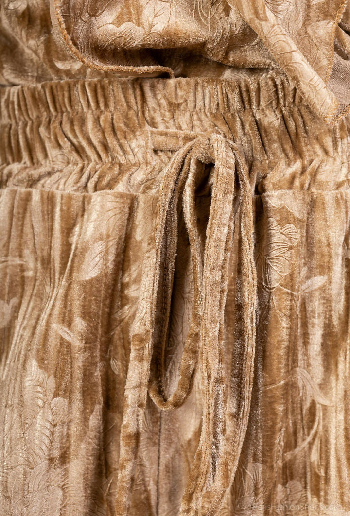 Embroidered Velvet Palazzo Trousers